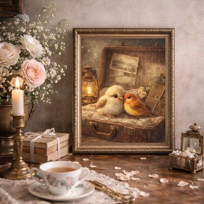 Vinted cozy moments - set van 7 warme vintage illustraties