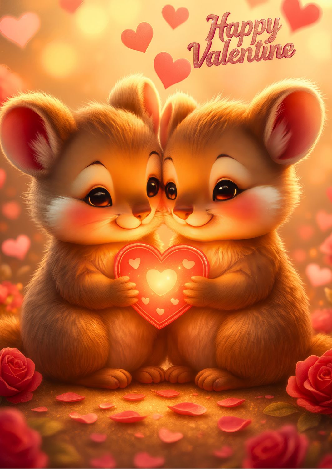 Schattige  afdrukbare valentijnskaart met dierenmotief, perfect als liefdesbetuiging voor een stel of andere gelegenheid.