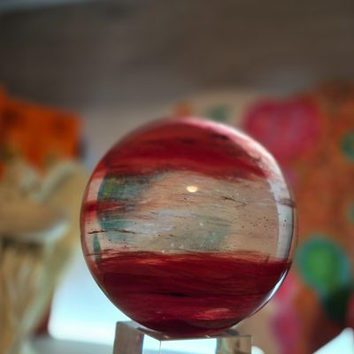 Kersen of cherry opaal bol 10 cm - voor energie, helderheid &amp; hormonale balans