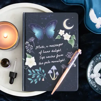 Midnight moth journal met amethistpen - magisch &amp; elegant