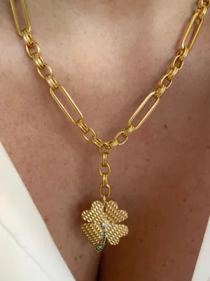 Ketting klavertje vier - goudkleurig &amp; symbool van geluk