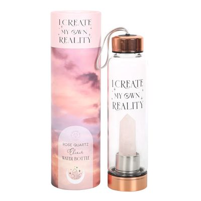 Glazen waterfles met rozenkwarts - Liefdevol drinken voor body & soul