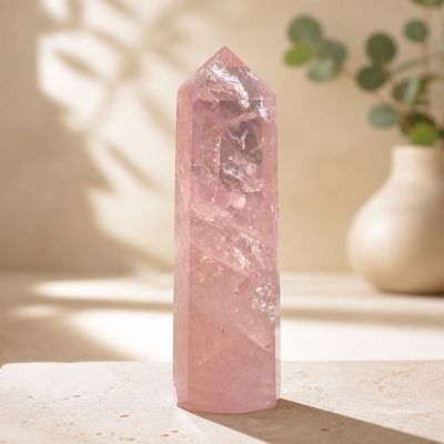 Rozenkwarts obelisk 10,5 cm - liefde, kracht &amp; heling hart