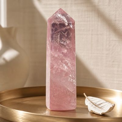 Rozenkwarts obelisk 10,5 cm - liefde, kracht &amp; heling hart