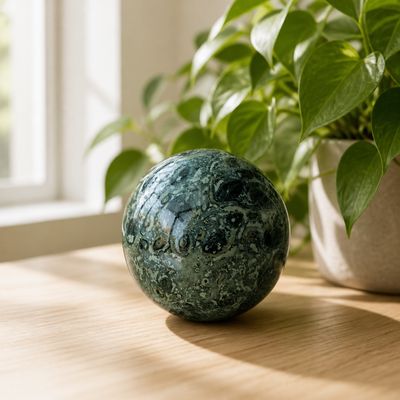 Groene jaspis bol 8 cm - edelsteen voor balans