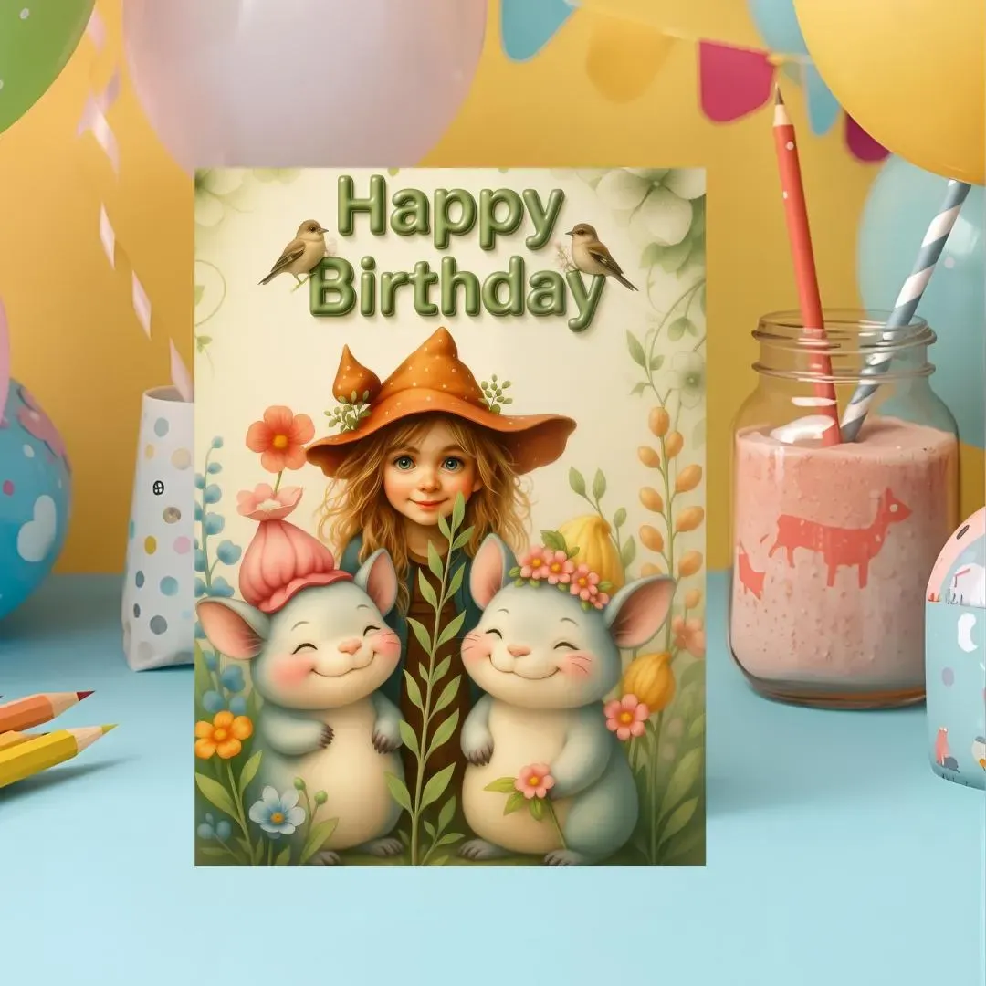 Printable verjaardagskaart met schattige beertjes