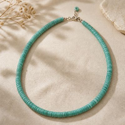 Amazoniet ketting met schijfkralen voor rust en harmonie