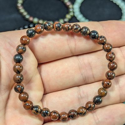 Obsidiaan Mahogany armband 6 mm – natuurlijke edelsteen uit Mexico
