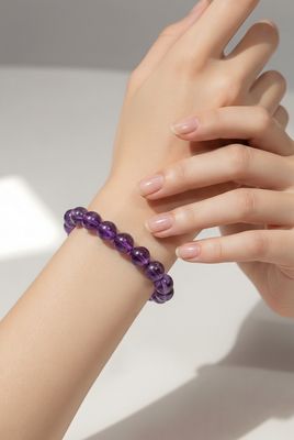 Amethist armband 10 mm – transparante kralen met ALGT-certificaat