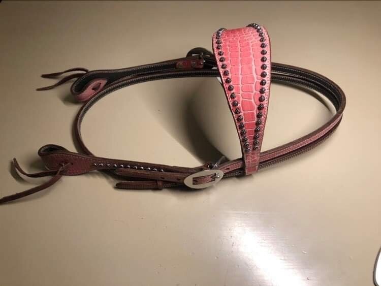 West Coast Headstall with Wide Browband With Dots