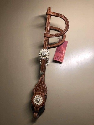 Cattleman&#39;s Two Ear Showheadstall with Silver Concho&#39;s
