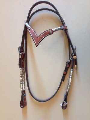 Showheadstall with V- browband with silver