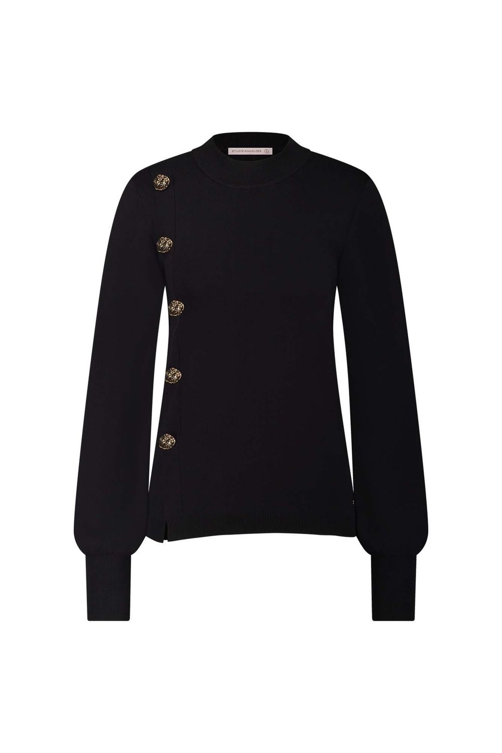 Studio Anneloes Lovis button pullover Zwart 11906