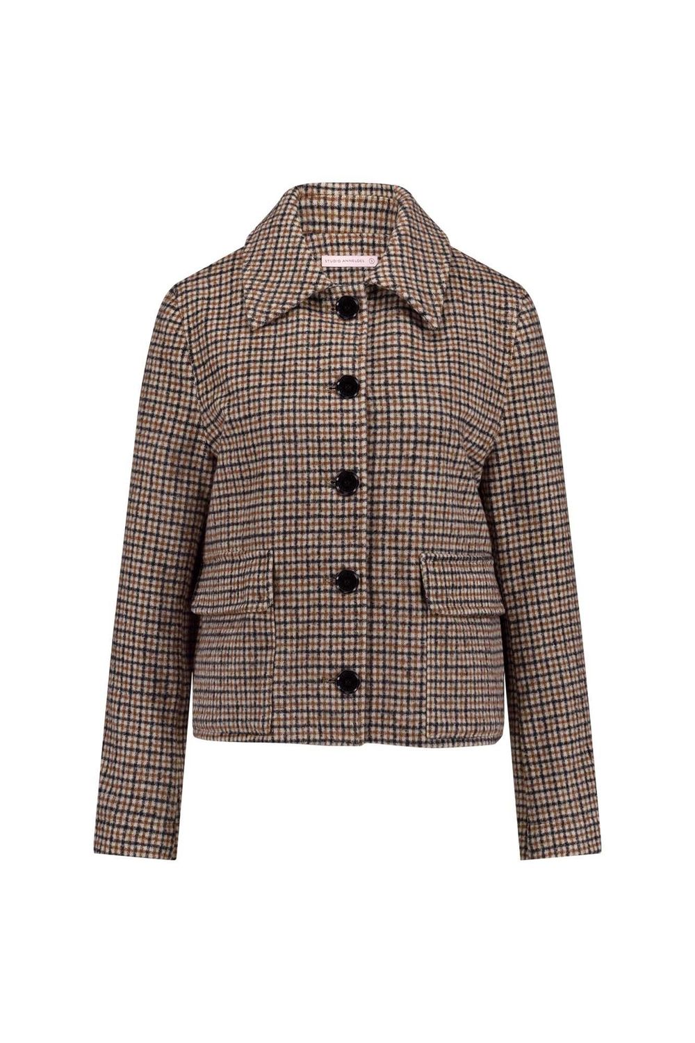 Studio Anneloes Caddy brushed check coat Zwart 11863