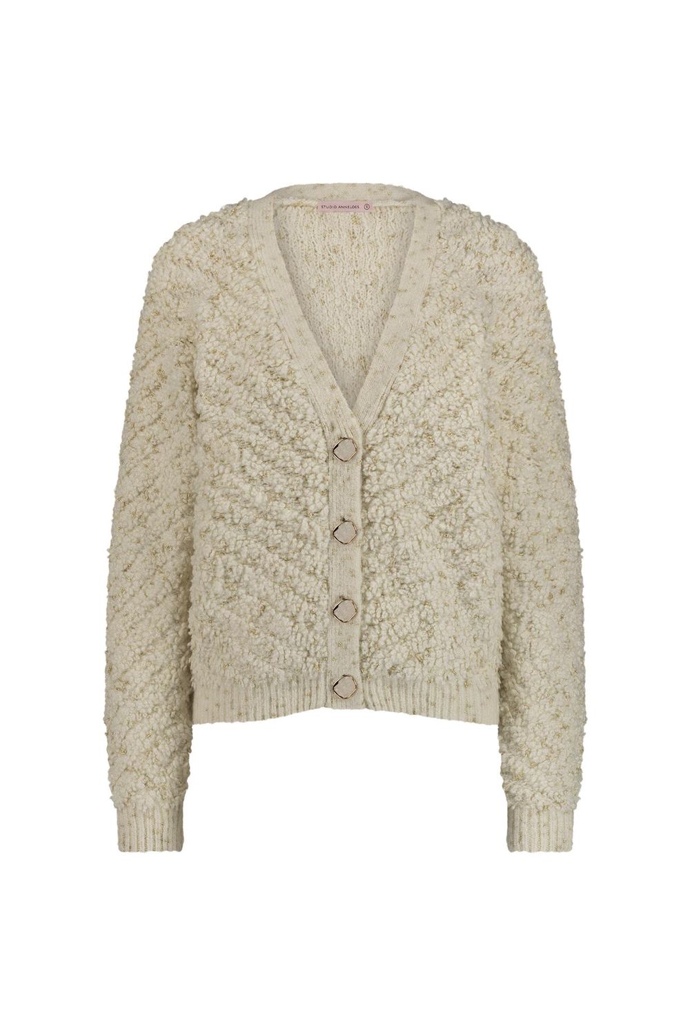 Studio Anneloes Iris chunky glitter cardigan Ecru 12026