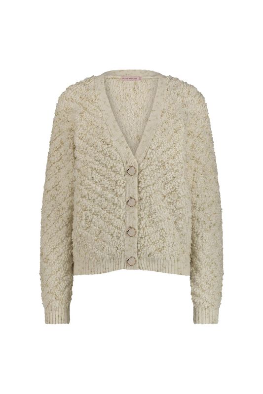 Studio Anneloes Iris chunky glitter cardigan Ecru 12026