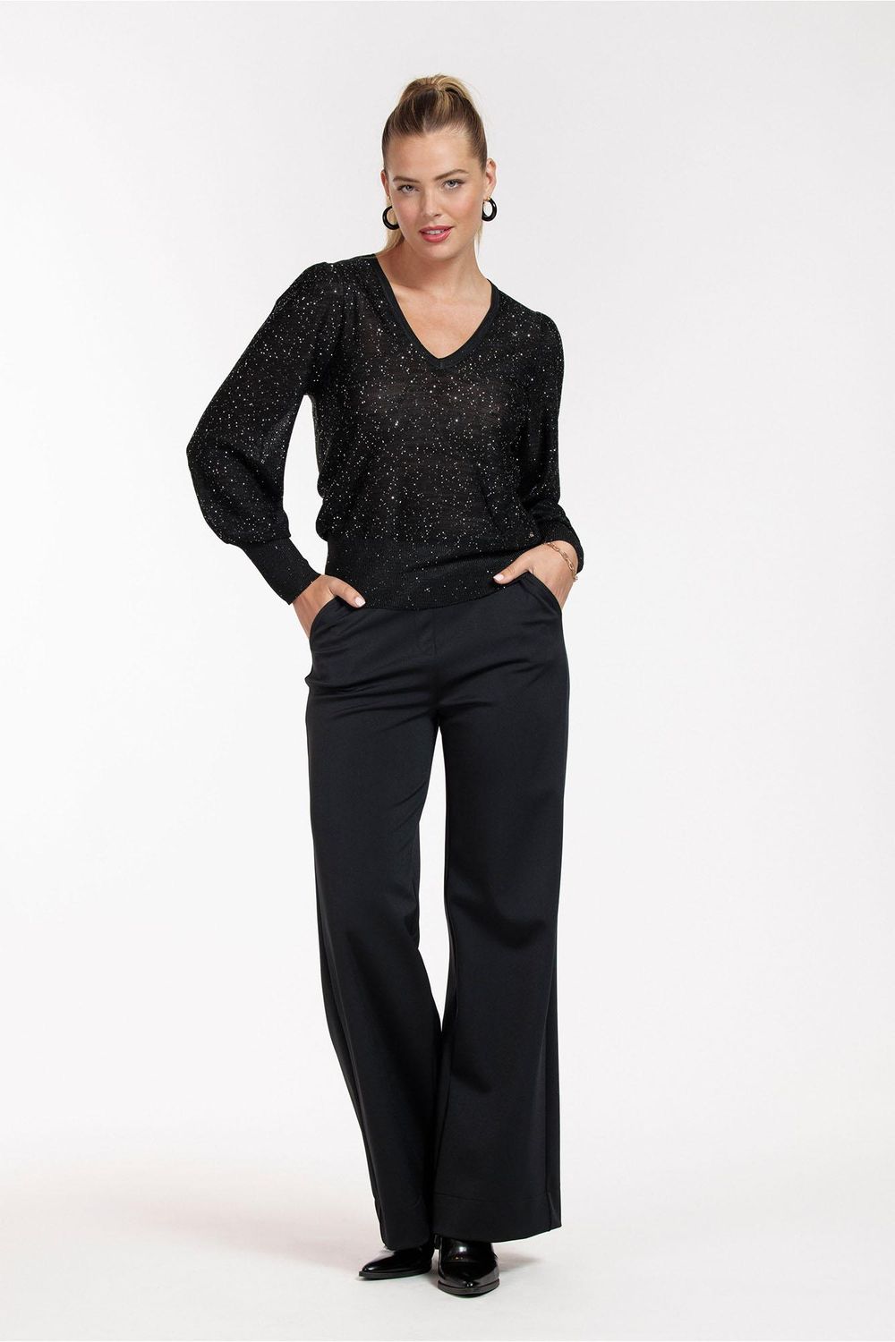 Studio Anneloes Fennie vneck pullover Zwart 12063