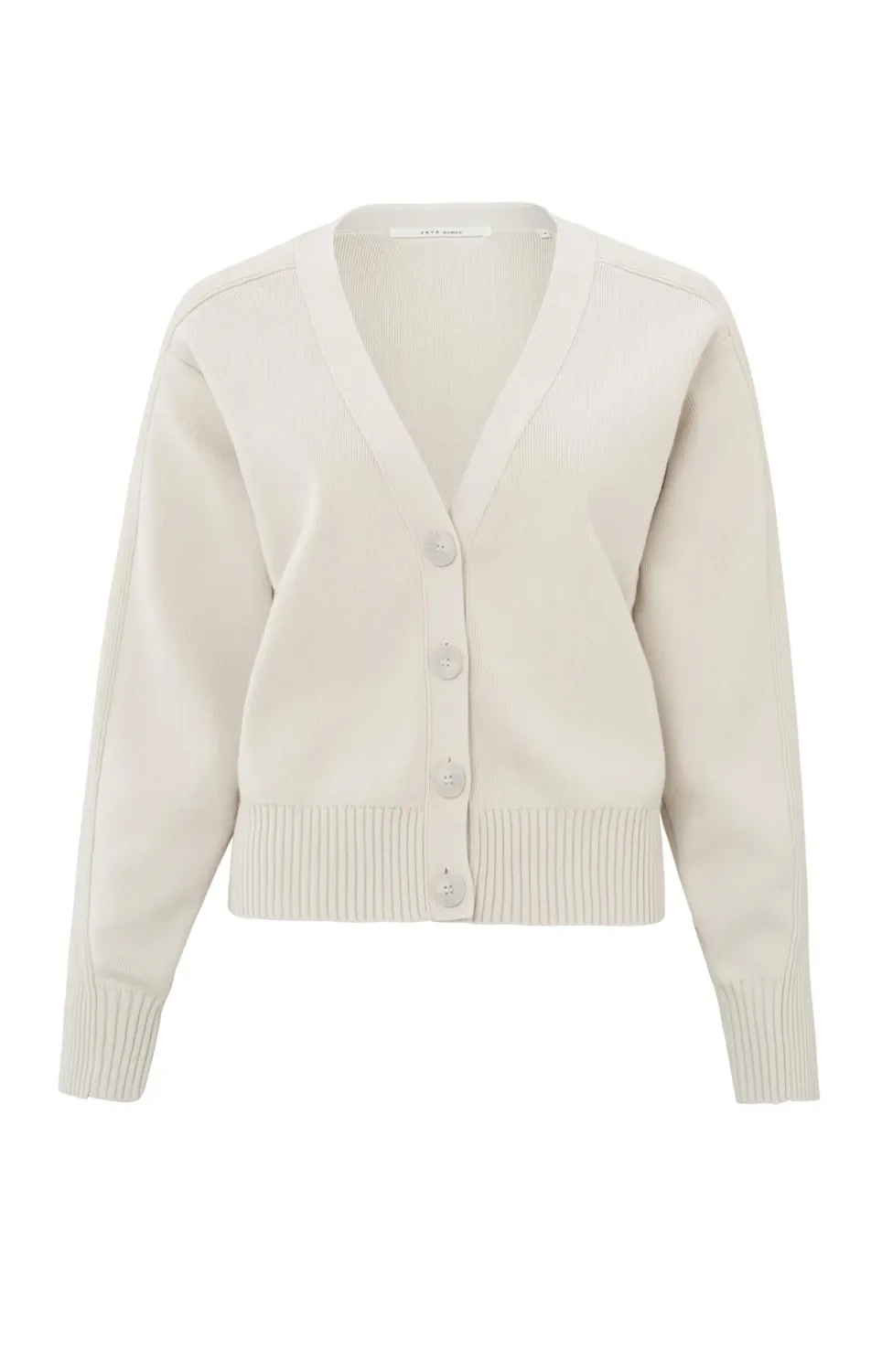 YaYa Cardigan with rib detail Wit 01-010078-409