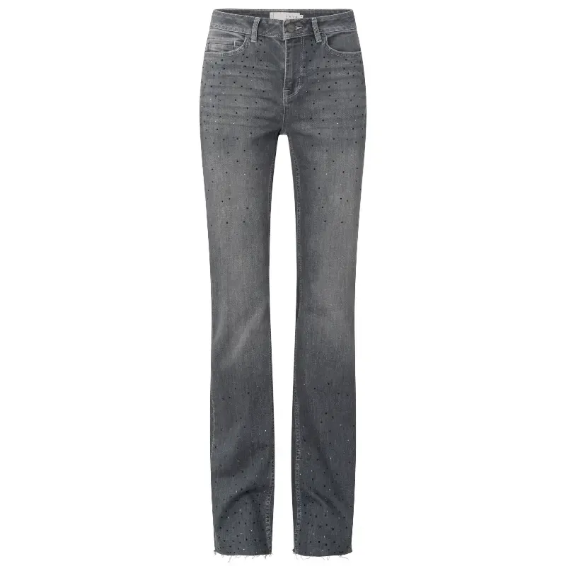 YaYa Flared denim w. rhinestones Grijs 01-311072-410