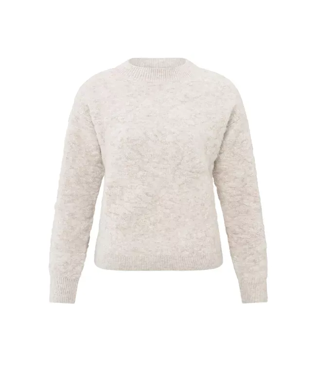 YaYa Flower jacquard sweater Wit 01-000396-410