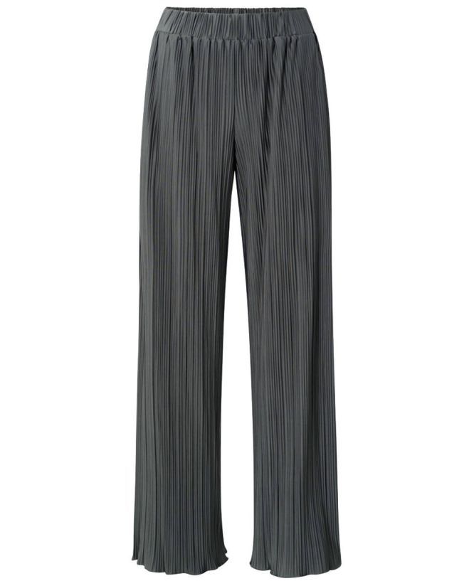 YaYa Jersey plisse wide leg trouser Grijs 01-309164-411
