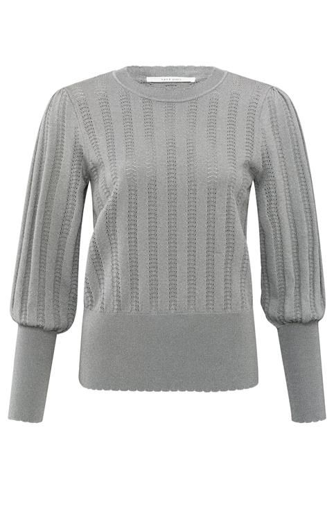YaYa Lurex pointelle sweater Grijs 01-000419-411