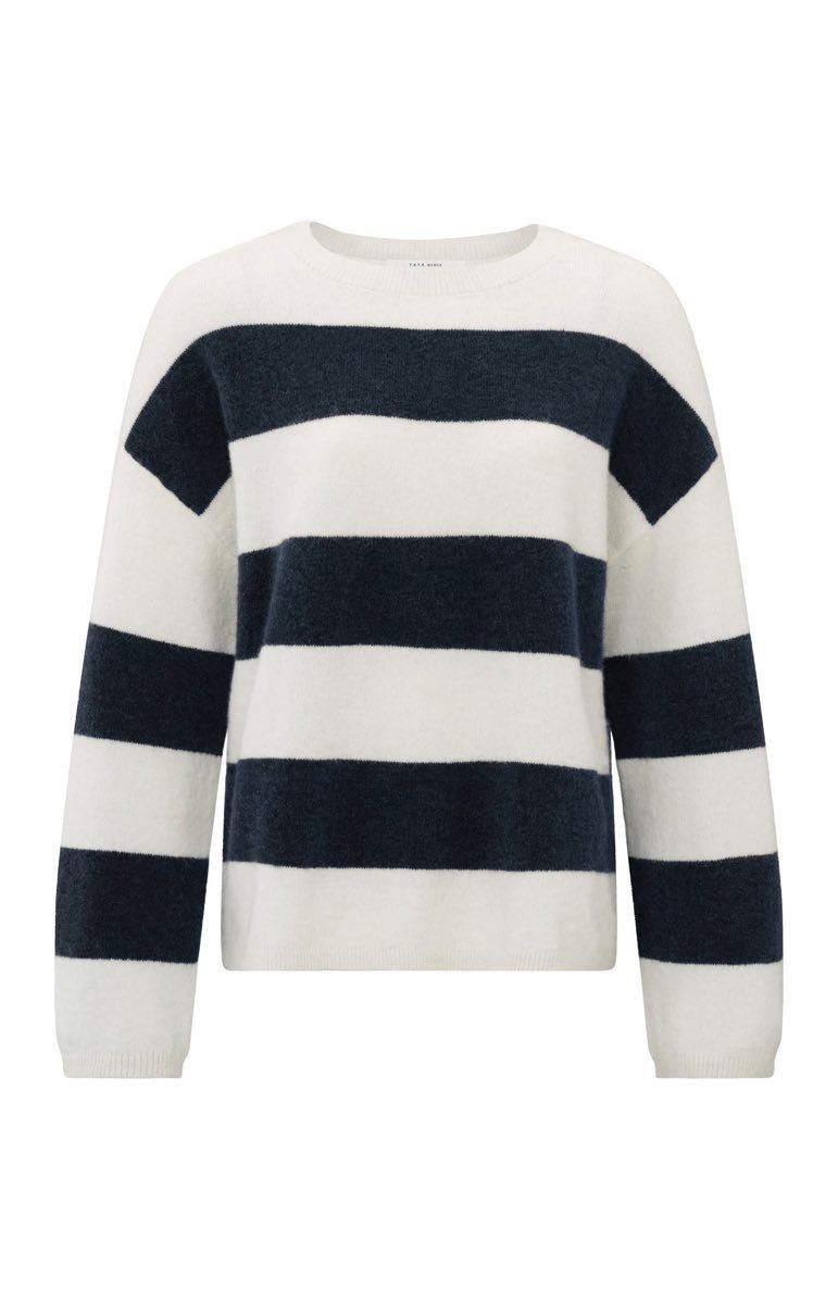 YaYa Oversized block stripe sweater Wit 01-000417-410