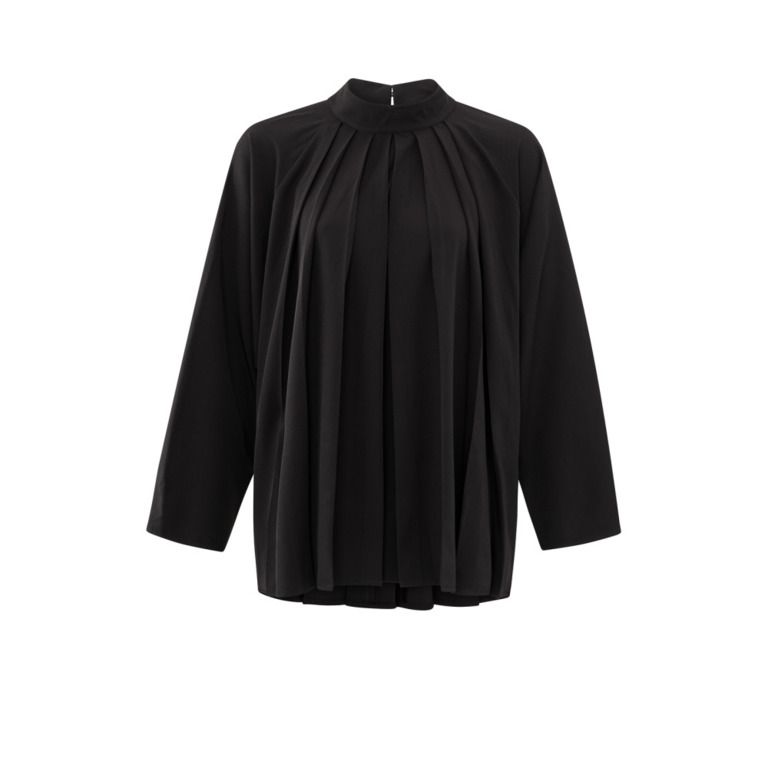 YaYa Plisse turtle top Zwart 01-701244-411