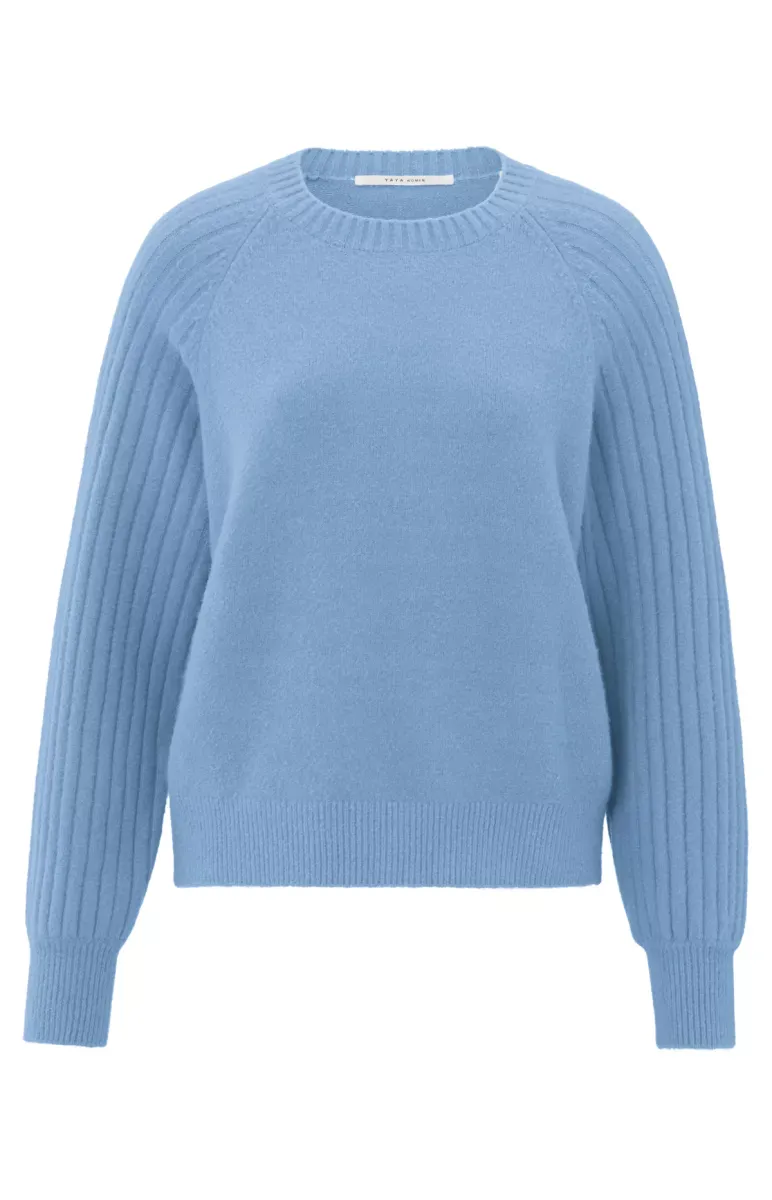 YaYa Rib mixed sweater ls Blauw 01-000410-410