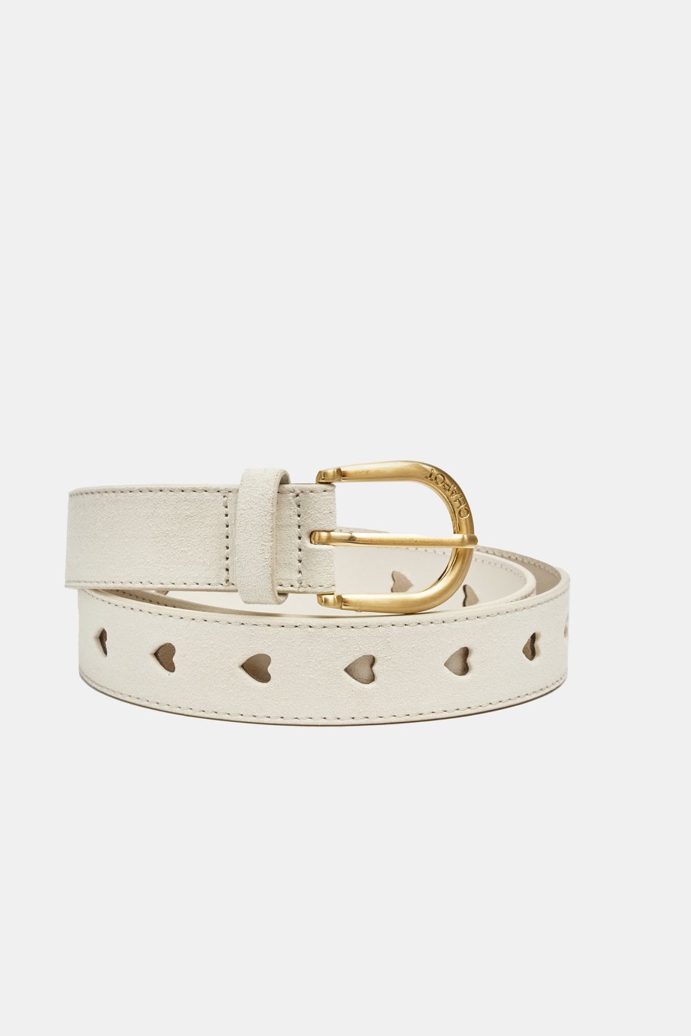 Fabienne Chapot Cut It Out Heart Belt Suede/Leather Ecru ACCBLT34SS251003