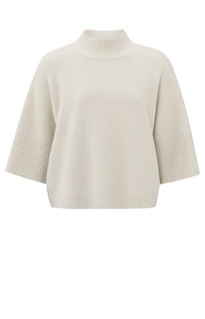 YaYa Ribbed high neck sweater Beige 01-000437-501