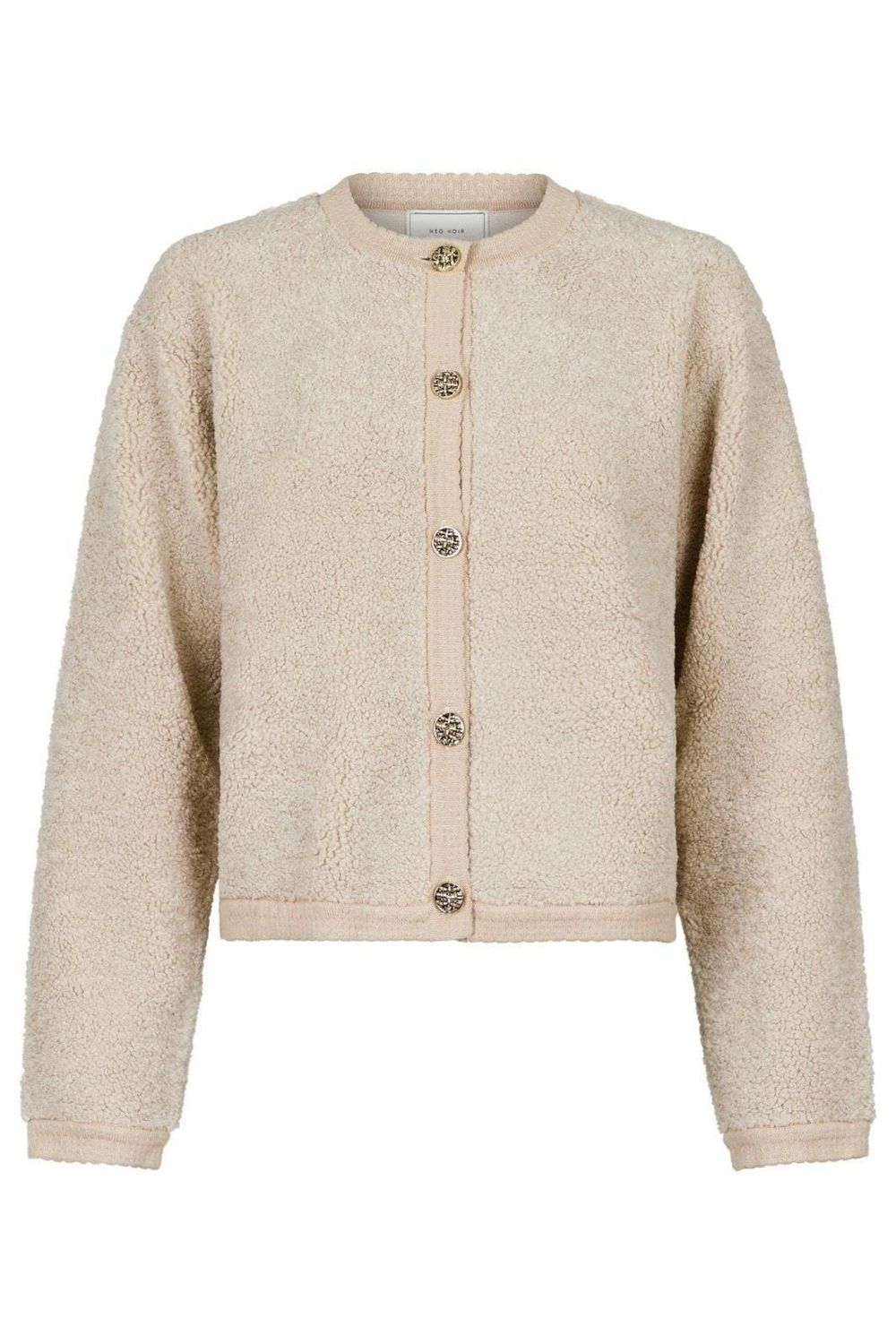 Neo Noir Limo Fluffy Knit Cardigan Beige 161963