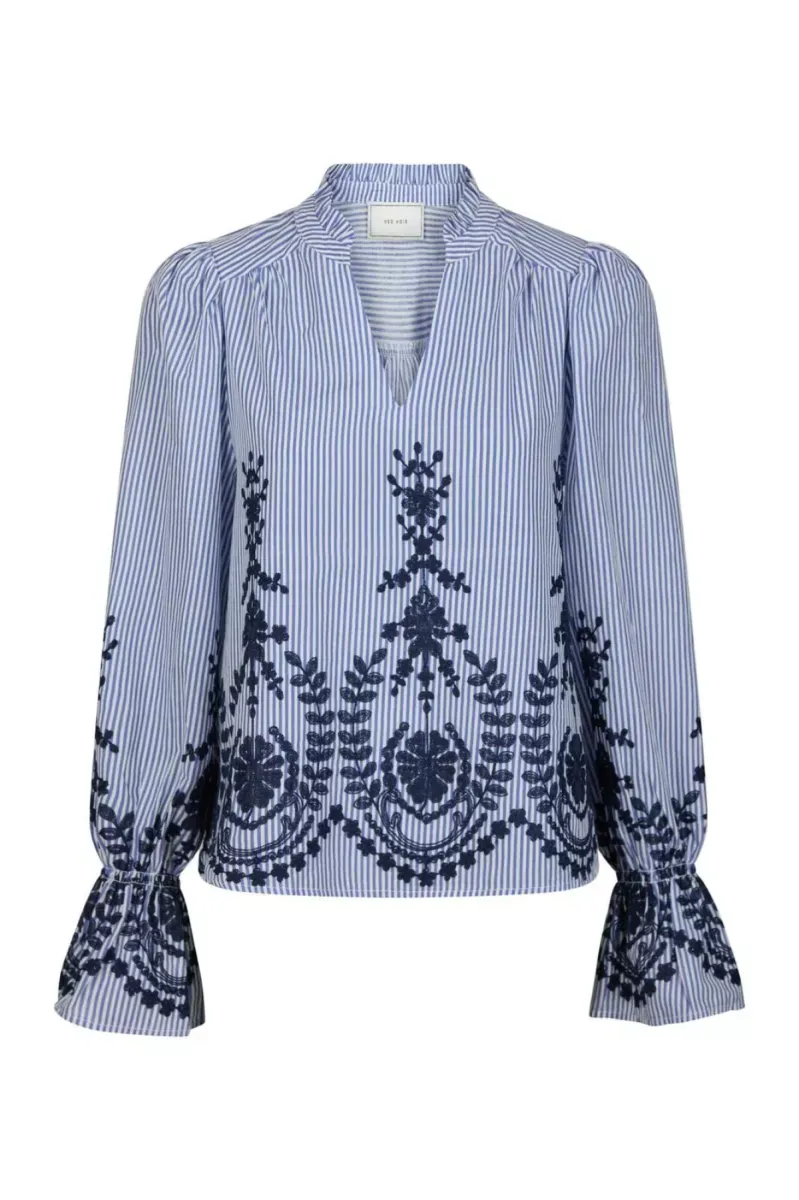 Neo Noir Amara Stripe Emb Blouse Blauw 163363