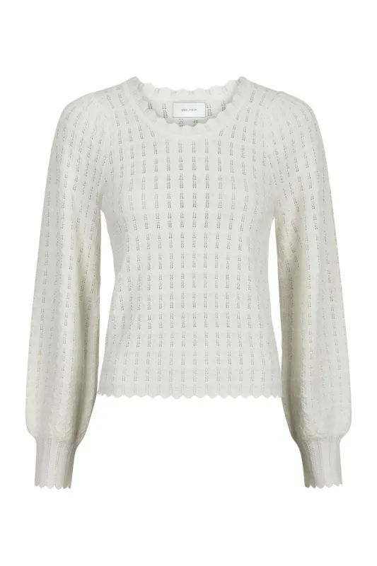 Neo Noir Dito Solid Knit Blouse Ecru 164625