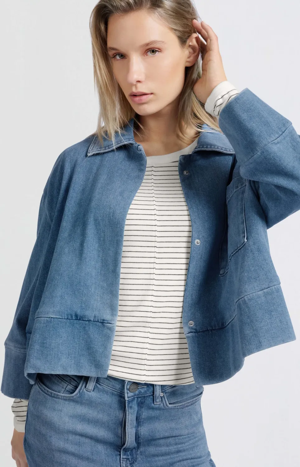 YaYa Denim jacket with pocket Blauw