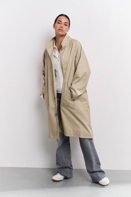 YaYa Oversized cotton-woven coat Groen