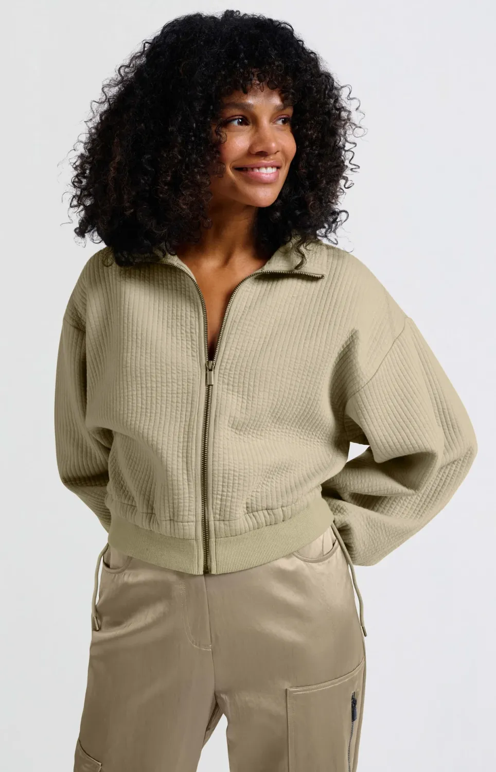 YaYa Ribbed jersey cardigan Groen