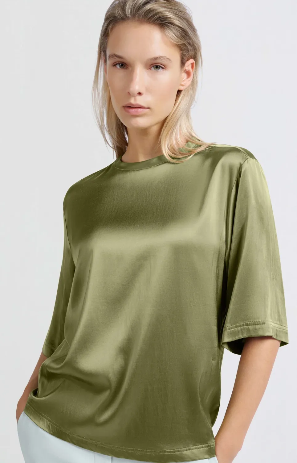 YaYa Satin oversized T-shirt Groen