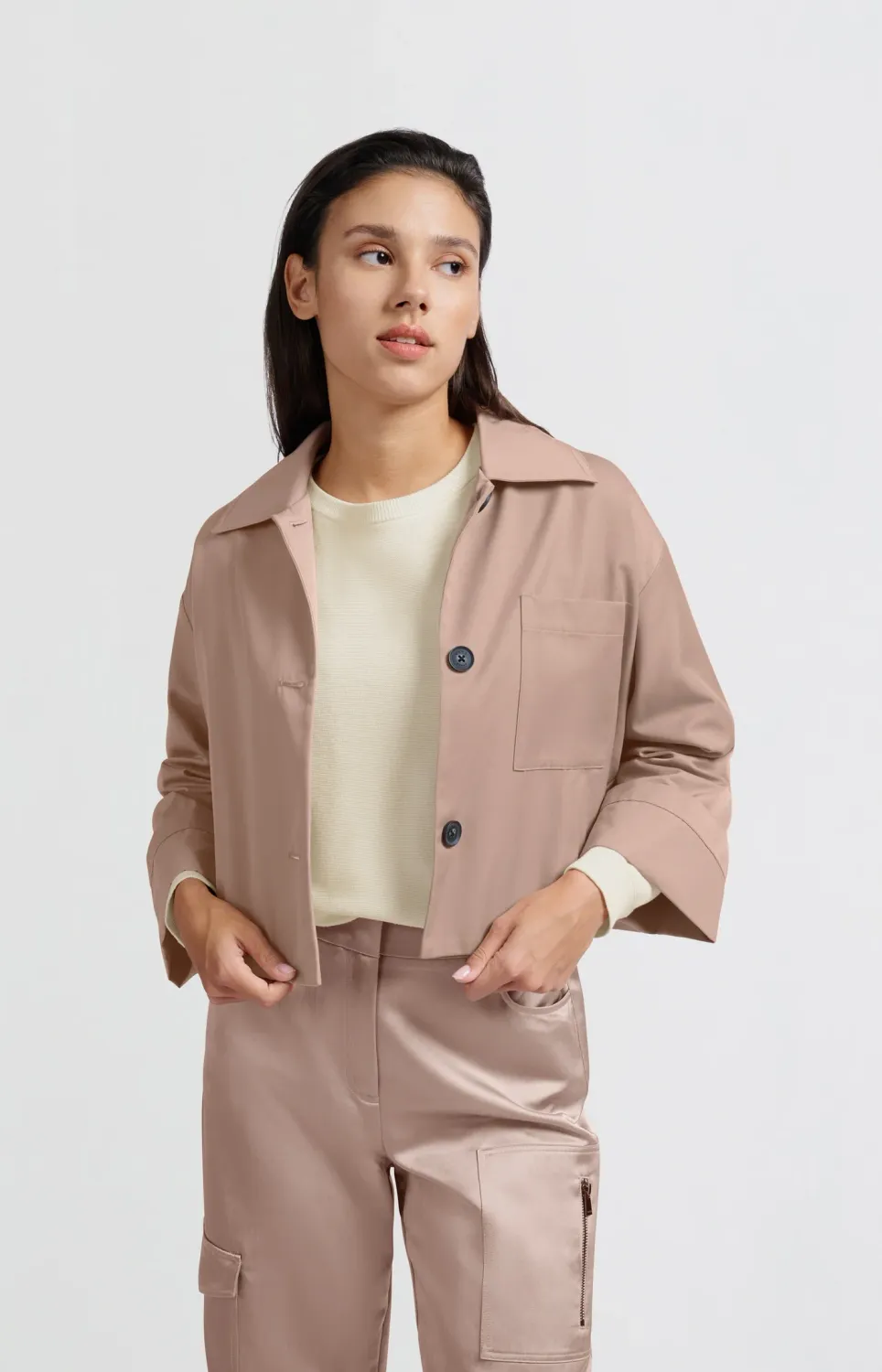 YaYa Short oversized satin jacket Roze 0