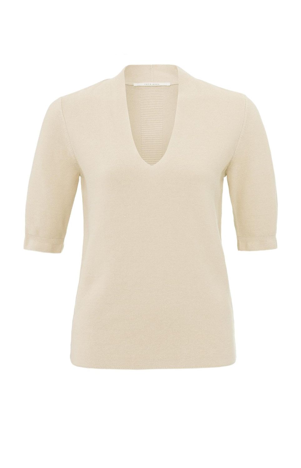 YaYa Short sleeved V-neck sweater Wit