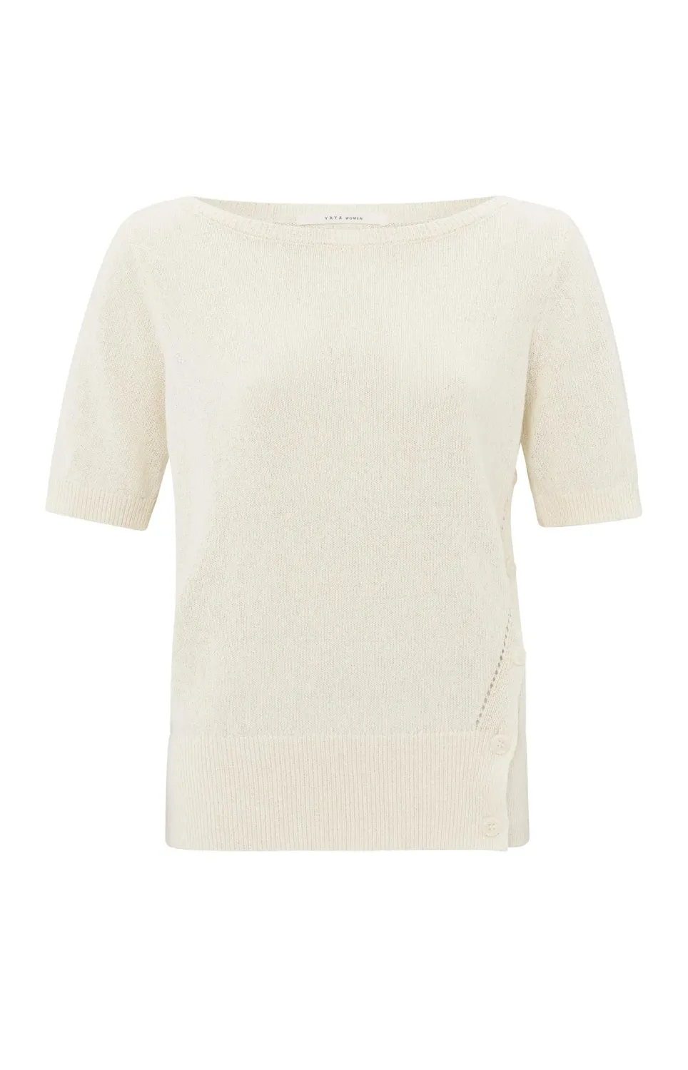 YaYa Boatneck short sleeve sweater Beige