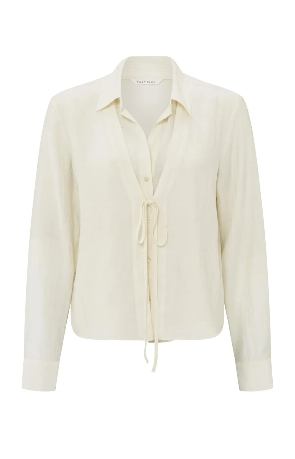 YaYa Layered texture blouse Ecru