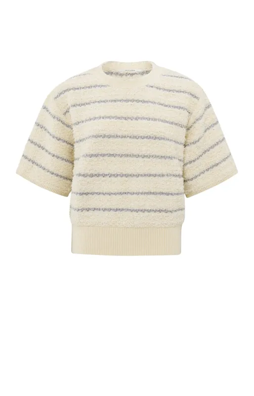 YaYa Sweater with shiny stripes Wit