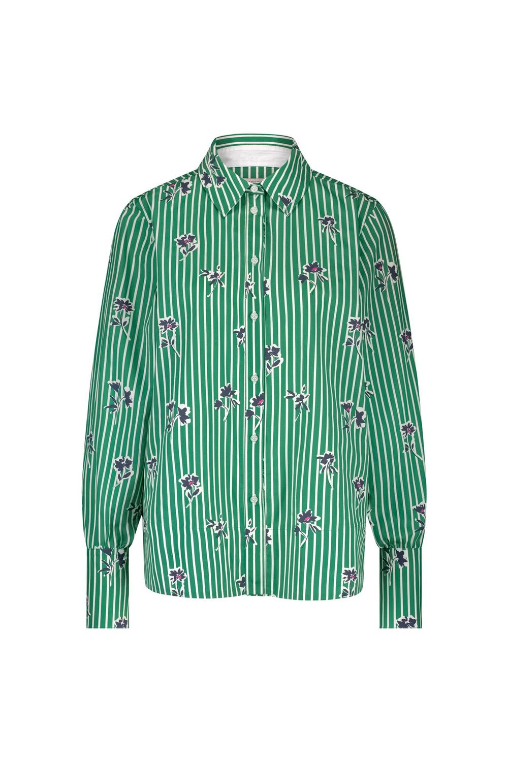 Studio Anneloes Liona poplin flower stripe blouse Groen