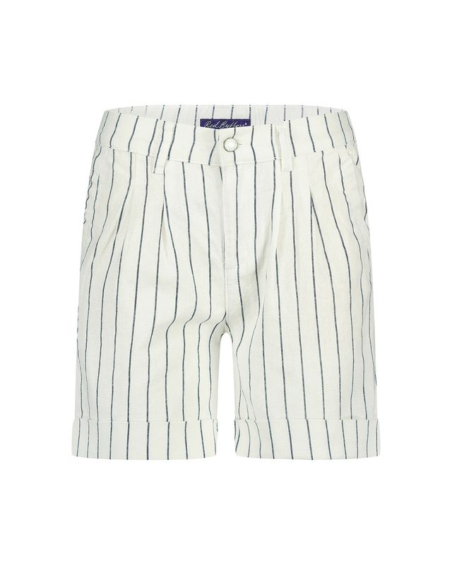 Red Button Cleo short cotton linen stripe Blauw