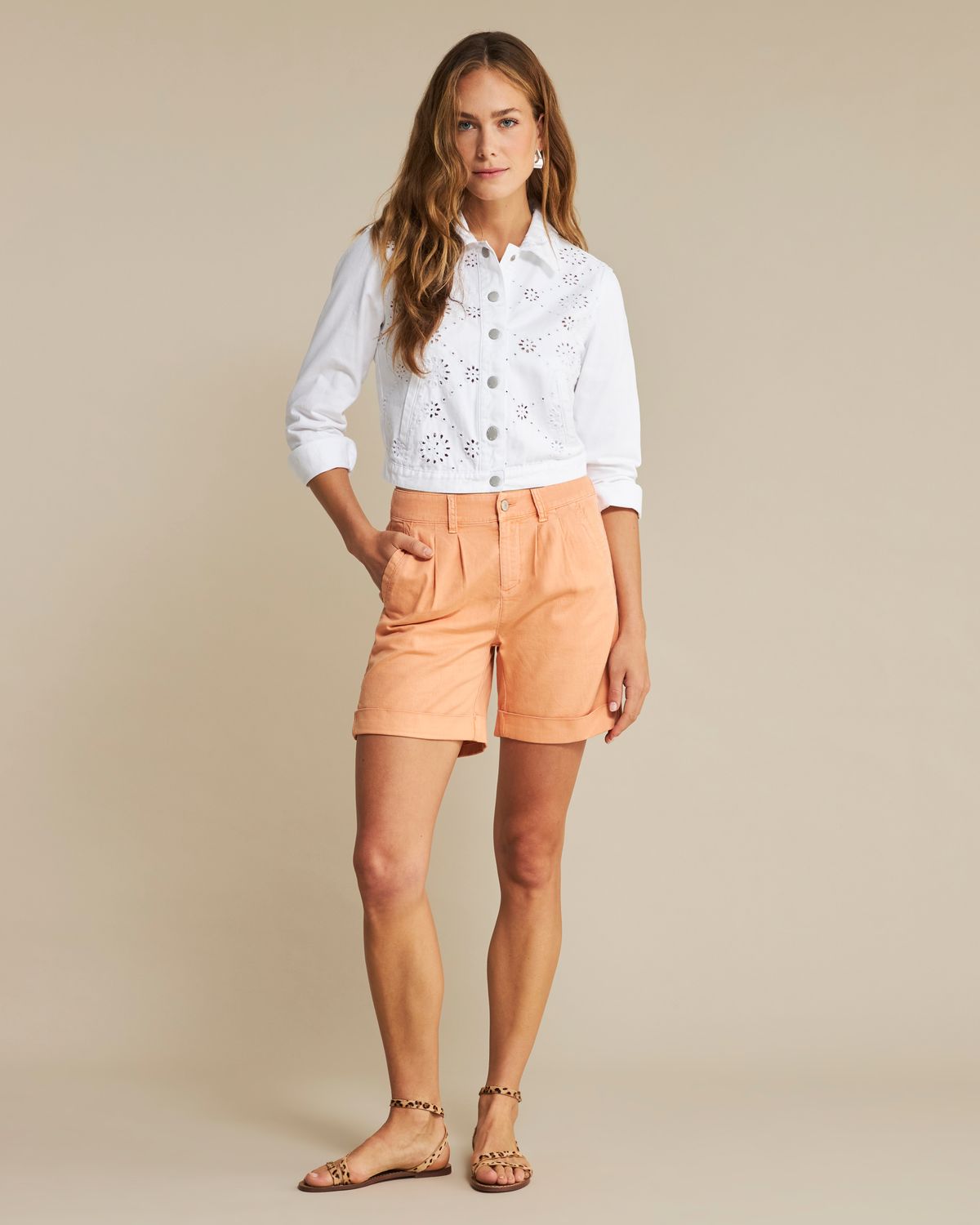 Red Button Cleo short cotton linen colour Jeans