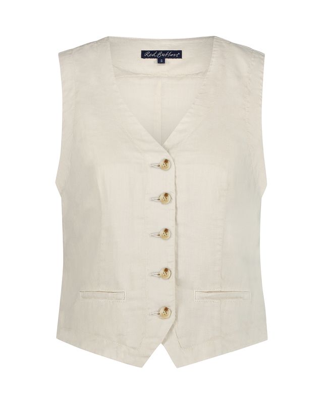 Red Button Waistcoat cotton linen Jeans