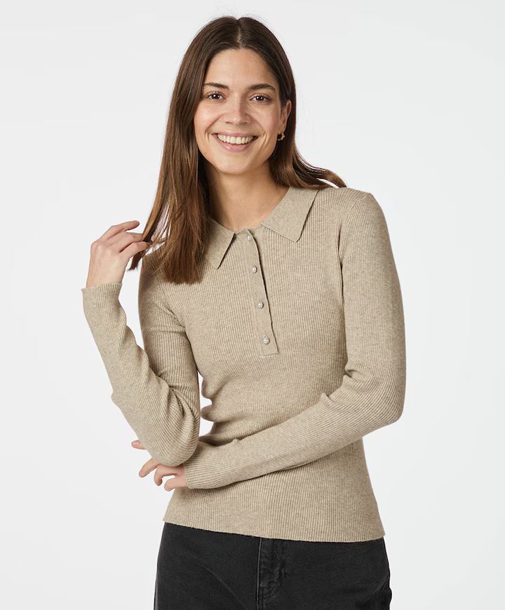Neo Noir Panama Knit Blouse Beige