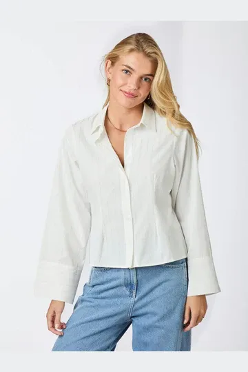 Neo Noir Rosa solid Shirt Wit