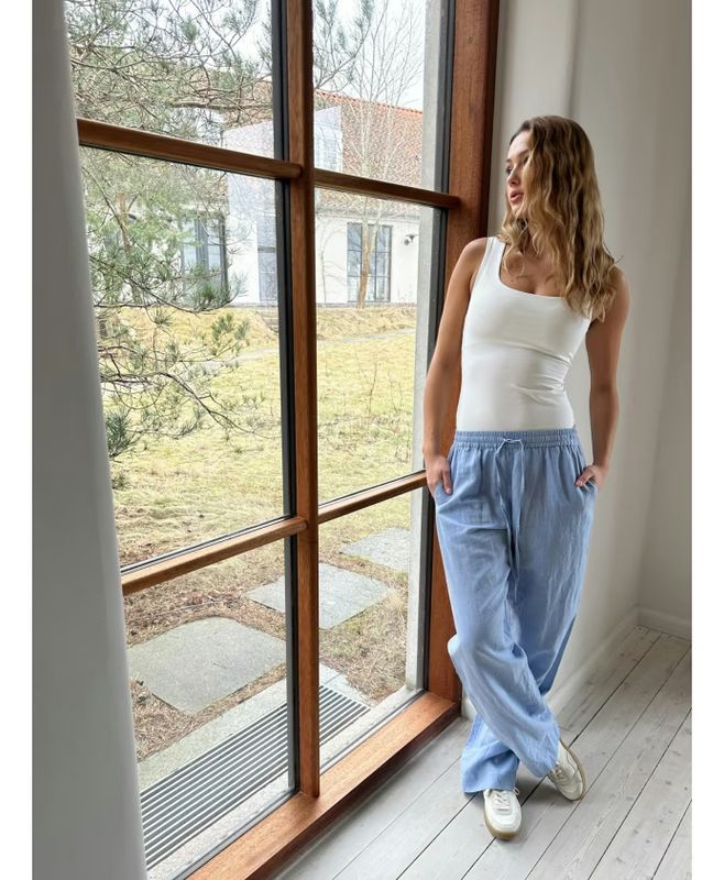 Neo Noir Sonar Linen Pants Blauw